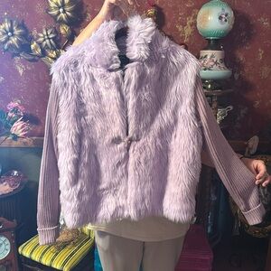 Women’s Lilac Faux Fur Vest w attached Sleeves